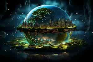 Free photo futuristic view of high tech earth planet