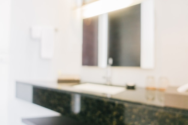 Fuzzy bathroom with a mirror