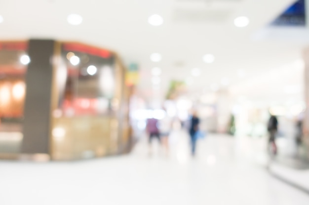 Fuzzy customers walking through the mall