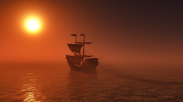 Galleon sailing by the sea | Photo: Freepik