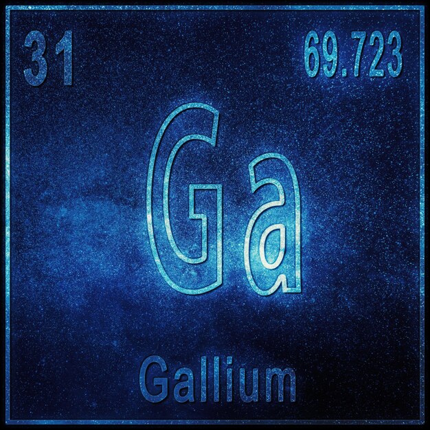 Gallium chemical element, Sign with atomic number and atomic weight, Periodic Table Element