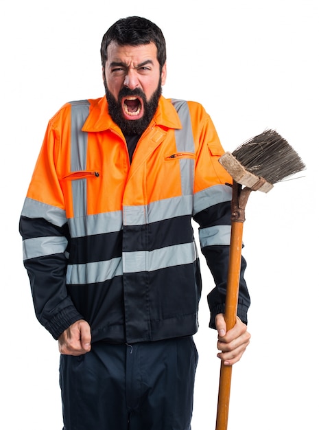 Garbage man shouting