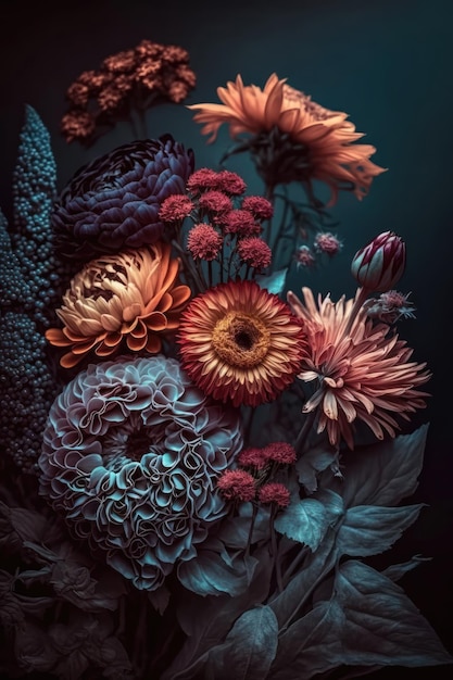 배경 화면 인사말 카드 엽서 디자인 결혼식 초대에 대한 정원 꽃 식물 패턴 다채로운 아름다운 꽃 세로 배경 꽃 꽃 꽃다발 장식