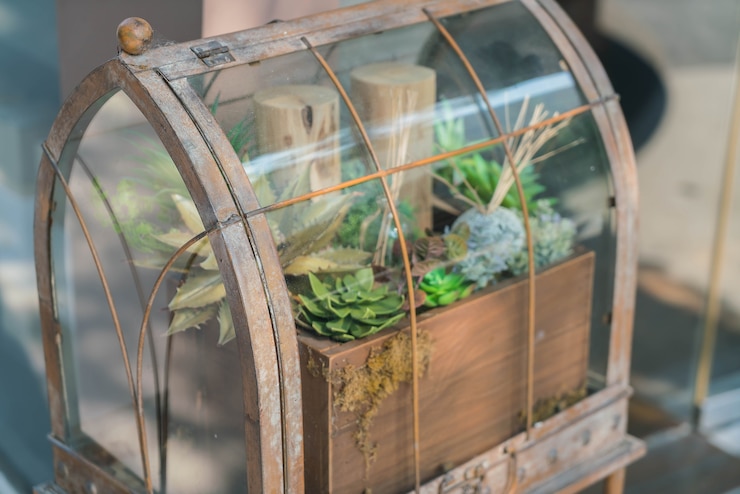 Free Photo garden in glass bottle
