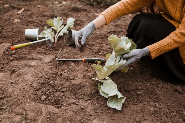 Gardener with tools