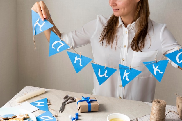 Free photo garland traditional hanukkah jewish concept