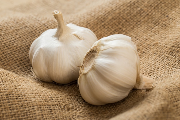 Garlic on blanket