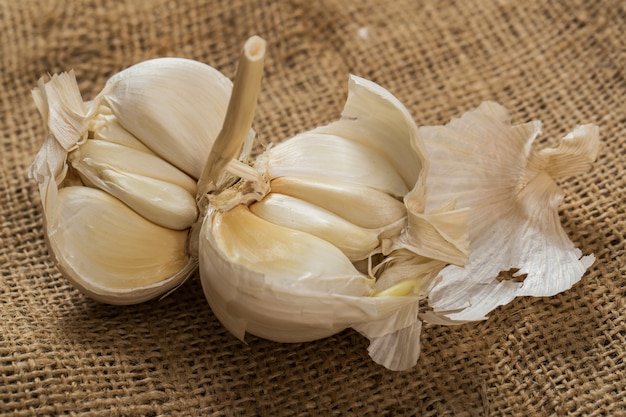 Garlic on blanket