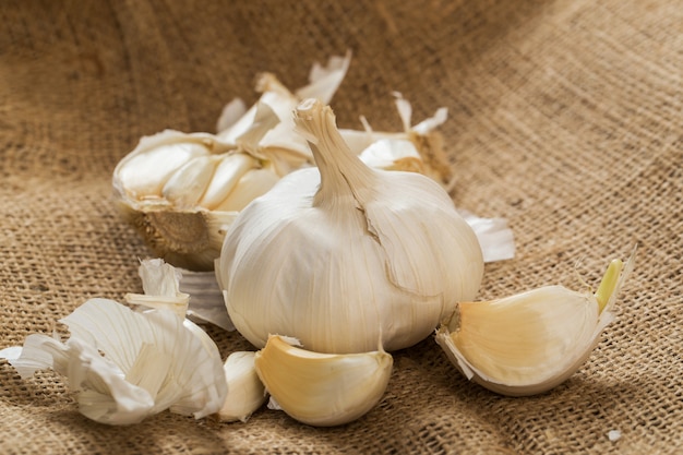 Garlic on blanket