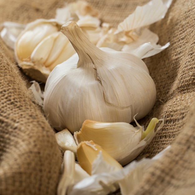 Garlic on blanket