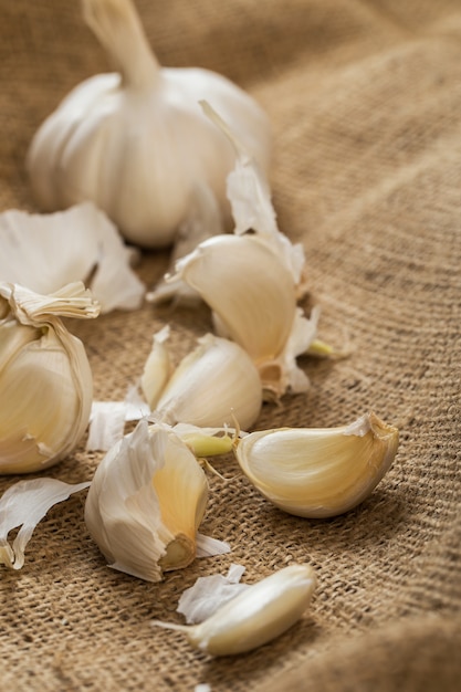 Garlic on blanket