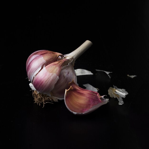 Garlic bulbs close up