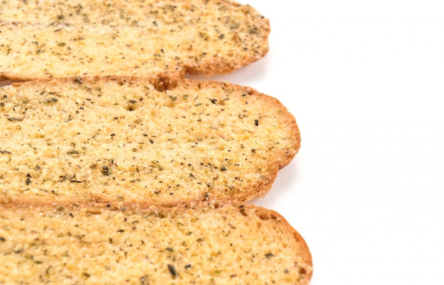 Free photo garlic and herb bread slices