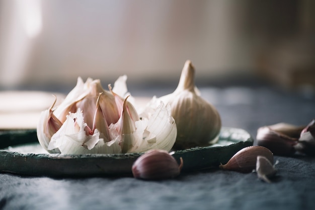 Garlic on plate