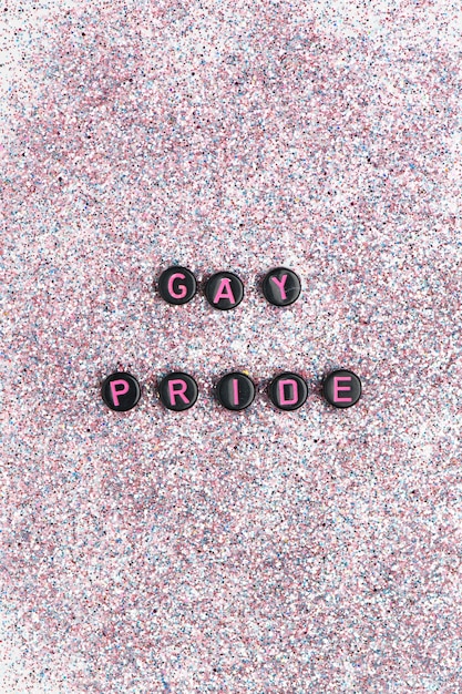 Gay pride beads text lettering typography