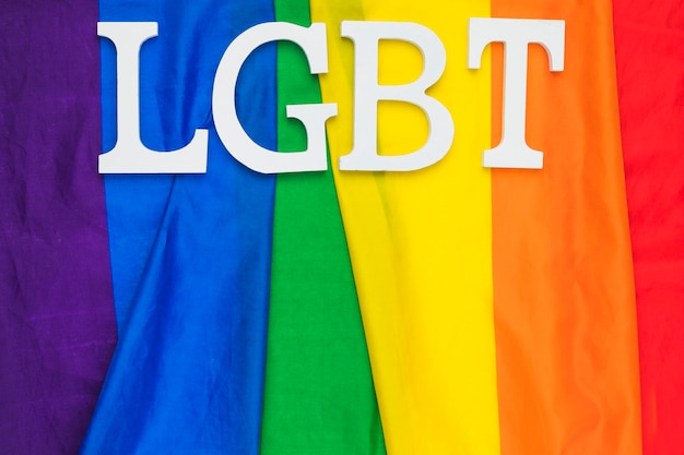 Gay pride flag with abbreviation LGBT