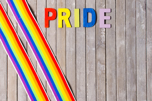 Gay pride with ribbons in rainbow colors