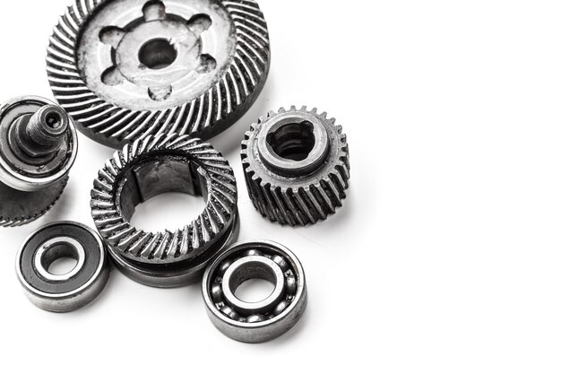 Gear metal wheels isolated on white background