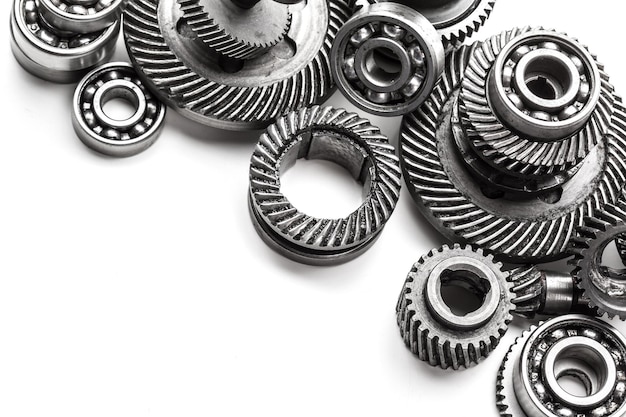 Gear metal wheels isolated on white background