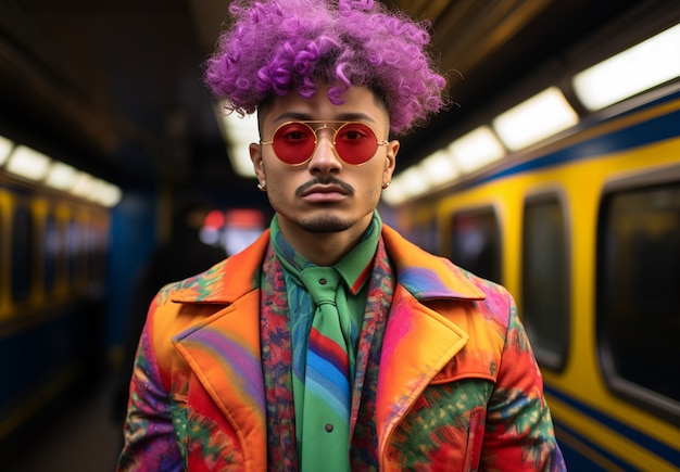  Free Photo | Gen z person exploring absurdist fashion and beauty