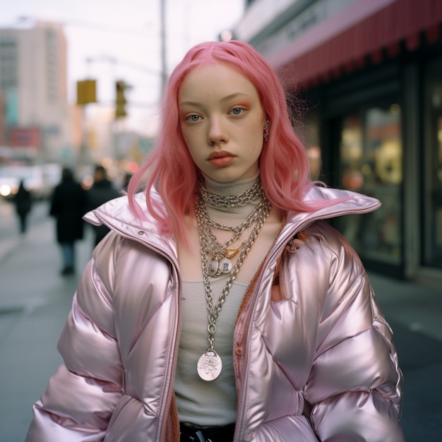 gen z person exploring absurdist fashion and beauty
