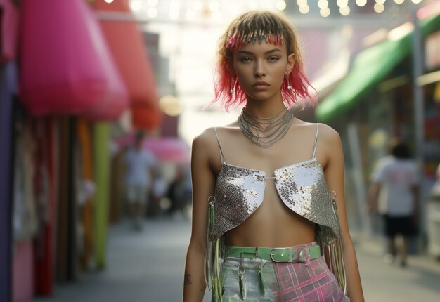gen z person exploring absurdist fashion and beauty