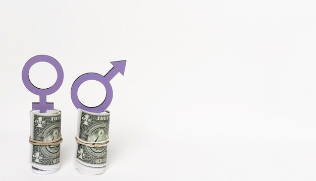 Free photo gender symbols on money copy space