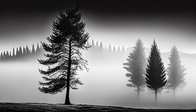 Foto gratuita l'ia generativa crea una scena di foresta spettrale al tramonto ai generativa