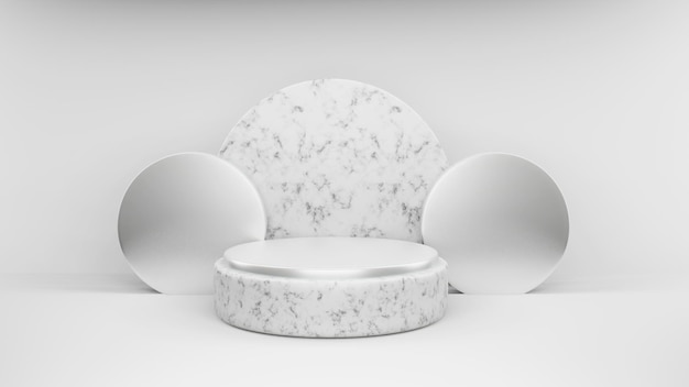 無料写真 表彰台のディスプレイまたは表彰台のディスプレイのための白いスタジオルームのミニマリストモックアップの幾何学的な円筒形の背景