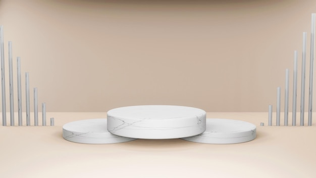 Foto gratuita sfondo geometrico a forma di cilindro nel mockup minimalista della sala studio bianca e oro per podio d