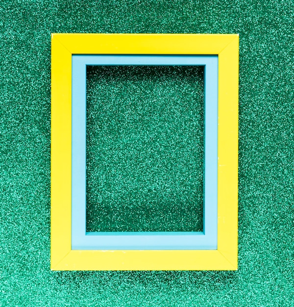 Geometric frame on green background