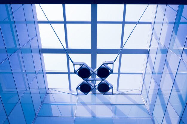 Geometric lamp hanging from the ceiling