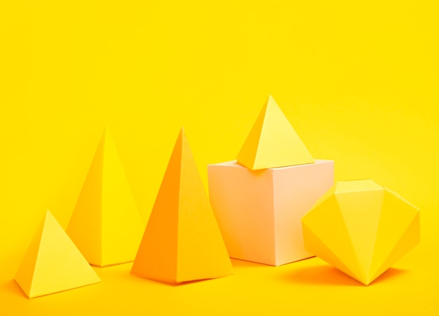 Geometric paper object pack on desk