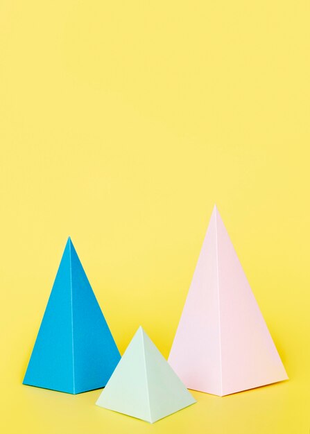 Geometric paper objects on desk