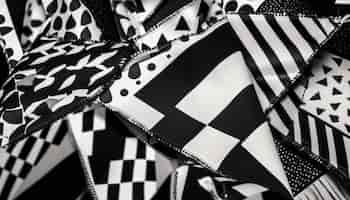 無料写真 ai によって生成されたエレガントな白黒の幾何学的なパッチワーク テキスタイル