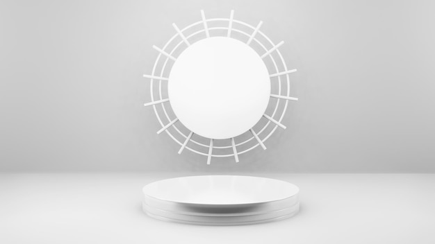 Free photo geometric shape background in the white and grey studio room minimalist mockup for podium display or