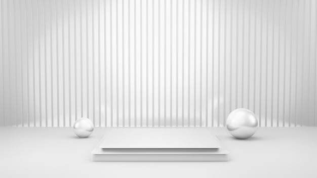 Geometric shape background in the white and grey studio room minimalist mockup for podium display or