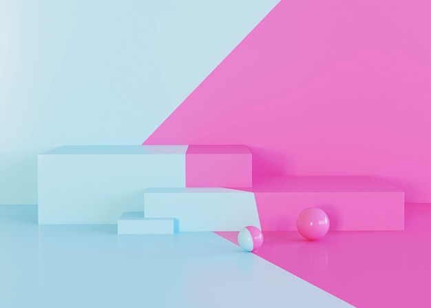 Geometric shapes background pink and light blue tones