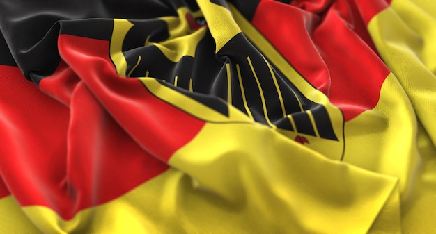 Germany Flag Ruffled Beautifully Waving Macro Close-Up Shot