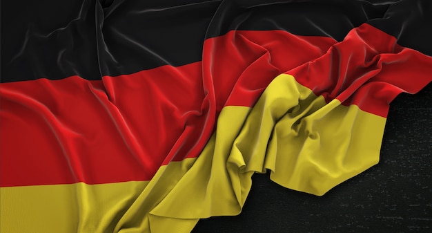 Germany Flag Wrinkled On Dark Background 3D Render