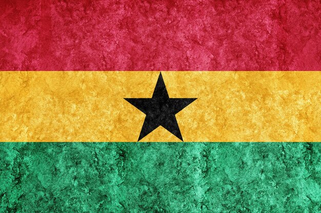 Гана Металлический флаг, текстурированный флаг, гранж-флаг