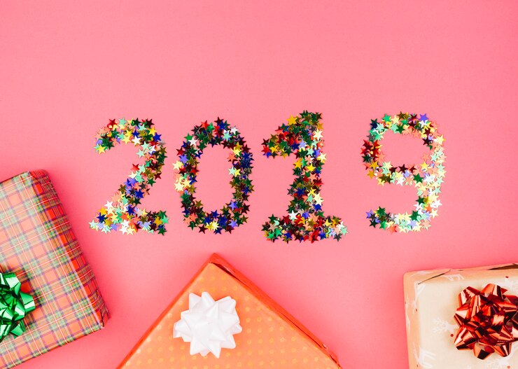 Free Photo gift boxes with 2019 inscription 