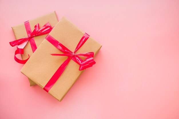 Gift boxes with red bows