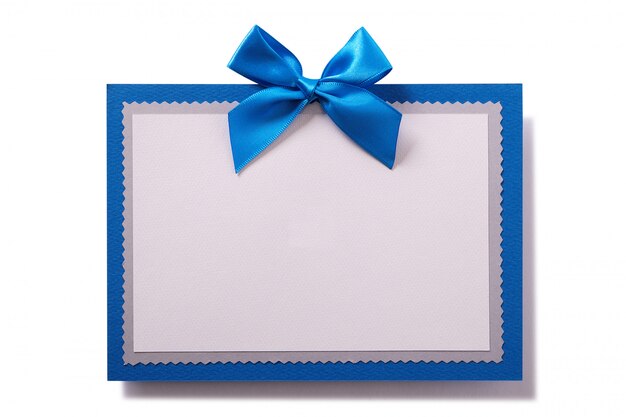 Gift card with blue bow and frame