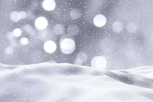 Foto gratuita il rendering 3d di un paesaggio innevato con luci bokeh