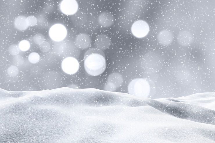 無料Photo ボケライトが付いている雪景色のレンダリング3d