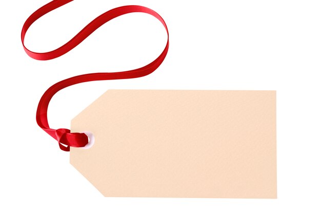 Gift tag with red ribbon 