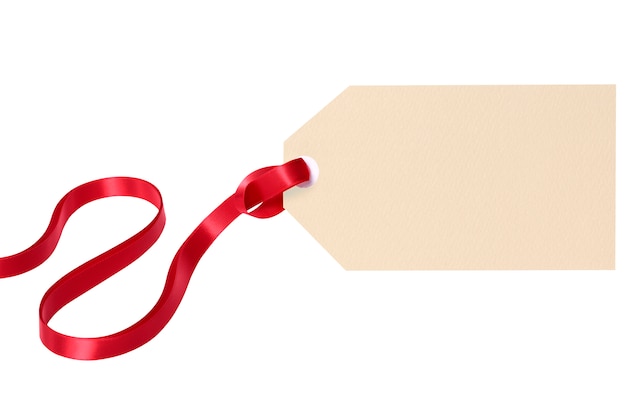 Gift tag with red ribbon