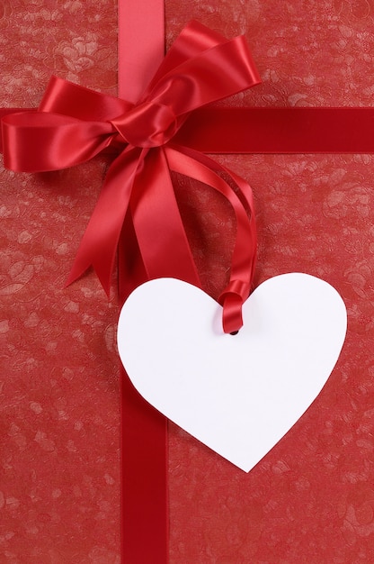 Gift for valentine with a white heart