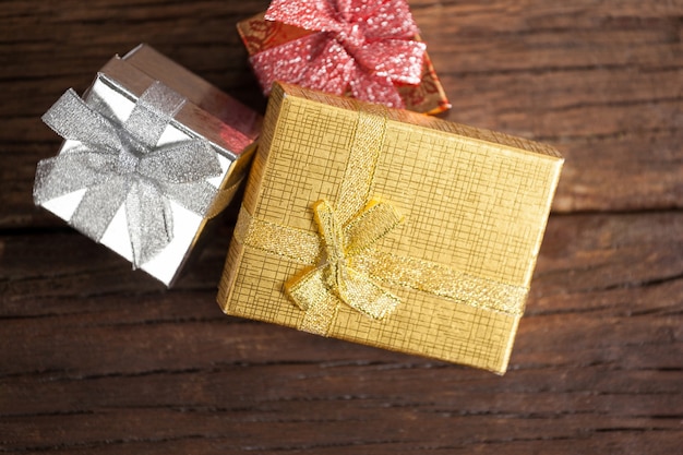 Gifts on a wooden table